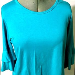 Aqua Blue cotton jersey Knit shirt.
